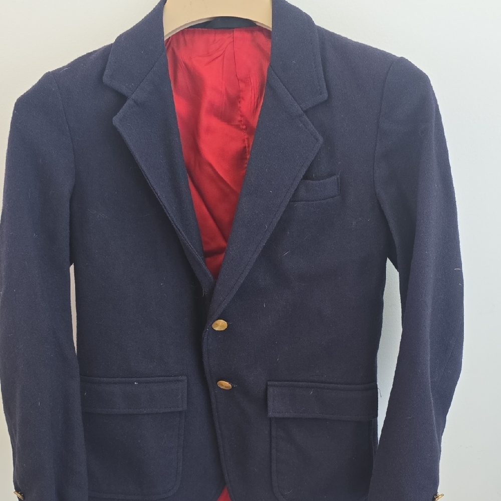 Classic Navy Men's Blazer with Red Interior
